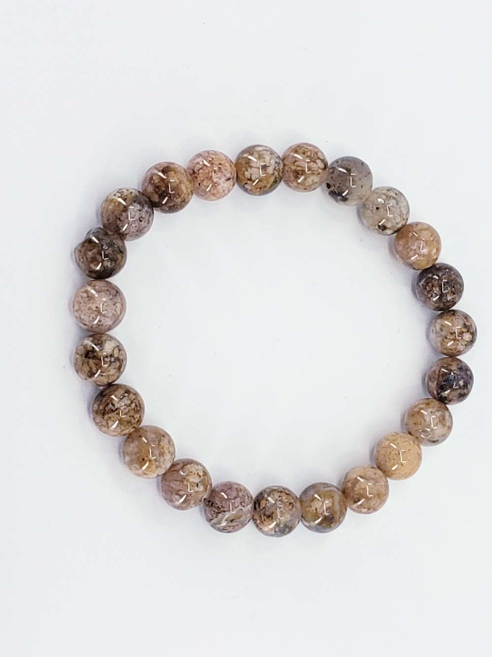 E6002 Copper Rutilated Quartz Real Stone Beaded Stretch Bracelet *Small Flaw*